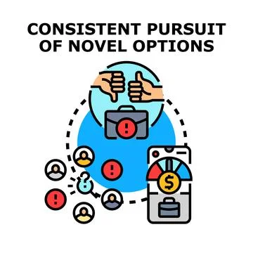 Consistent pursuit novel options decision making process Stock Illustration