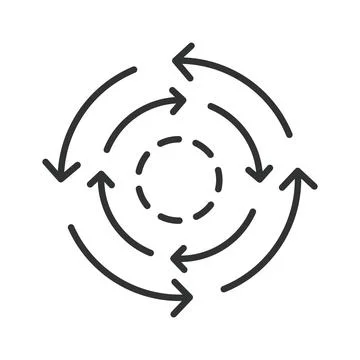 Consistent refresh cycle and repeat process icon in line design Stock Illustration