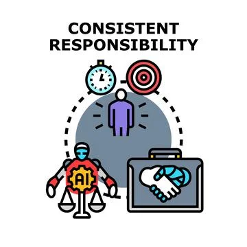Consistent responsibility vector concept illustration with ai and business de Stock Illustration