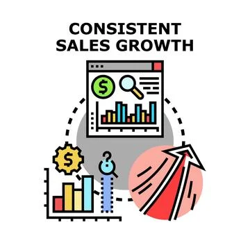 Consistent sales growth accelerating business development performance Stock Illustration