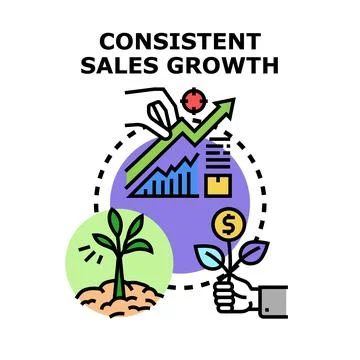 Consistent sales growth strategy leading to business development Stock Illustration