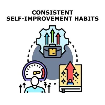 Consistent self improvement habits achieving business success Stock Illustration