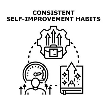 Consistent self improvement habits achieving business success Stock Illustration