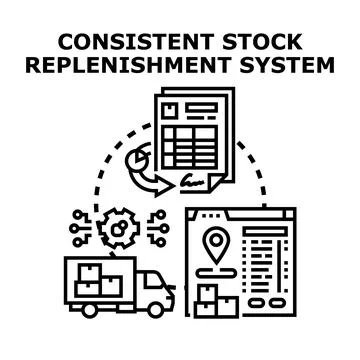 Consistent stock replenishment system for inventory management Stock Illustration