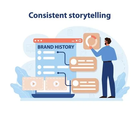 Consistent Storytelling Illustration. A narrative chart showcasing a brand's 스톡 일러스트