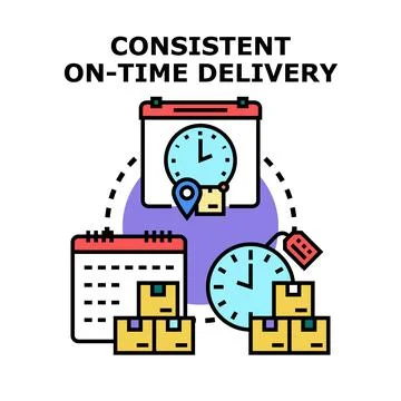 Consistent on time delivery concept with calendars and clocks Stock Illustration