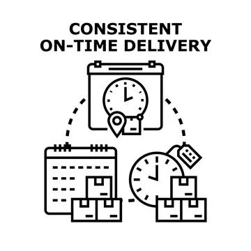 Consistent on time delivery concept with calendars and clocks Stock Illustration