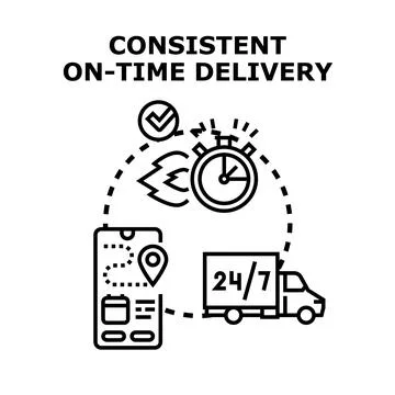 Consistent on time delivery logistics tracking service concept Illustrazione stock
