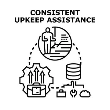Consistent upkeep assistance for business development service Stock Illustration