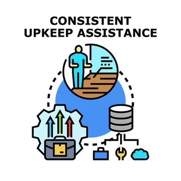 Consistent upkeep assistance for business development service Stock Illustration
