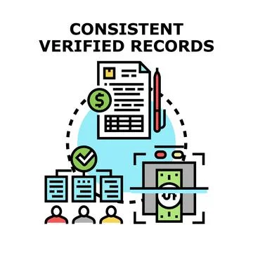 Consistent verified records management and data audit Stock Illustration