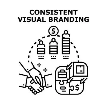 Consistent visual branding developing success and strategy Stock Illustration