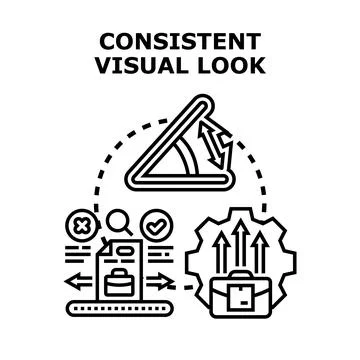 Consistent visual look strategy for brand identity development Illustrazione stock
