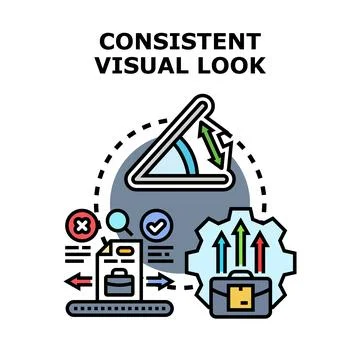 Consistent visual look strategy for brand identity development Stock Illustration