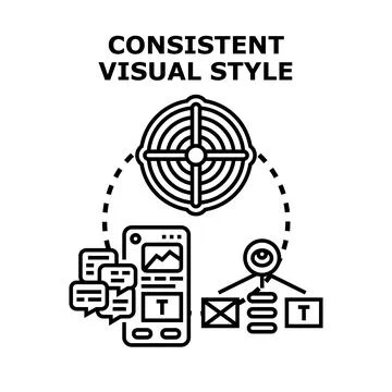 Consistent visual style in brand communication design Stock Illustration
