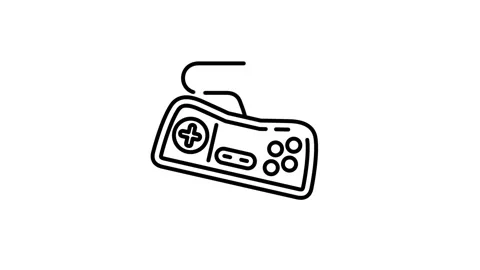 Console animated icon displaying vintage gamepad hardware outline Vídeo Stock 341941316