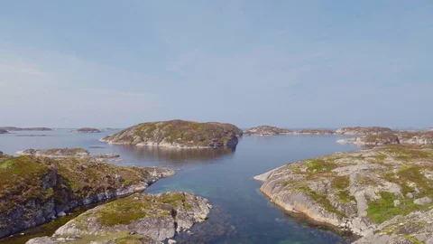 Console boat steering through islets Stock Footage 79479075