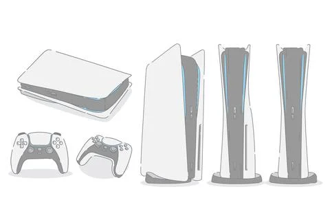 Console game element vector play cartoon soft color style next gen controller Stock Illustration