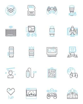 Console games linear icons set. PlayStation, Xbox, Nintendo, Controller Illustrazione stock