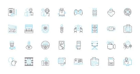 Console games linear icons set. PlayStation, Xbox, Nintendo, Controller Illustrazione stock