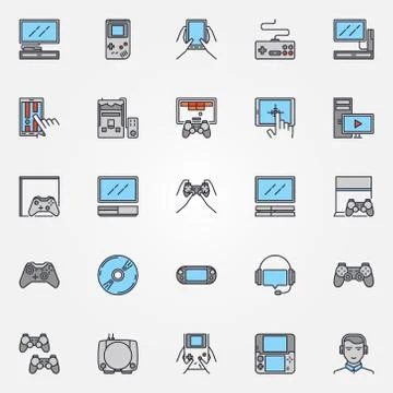 Console gaming flat icons Stock Illustration