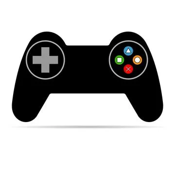 Console gaming gamepad icon shadow, joystick gadget technology button vector Stock Illustration