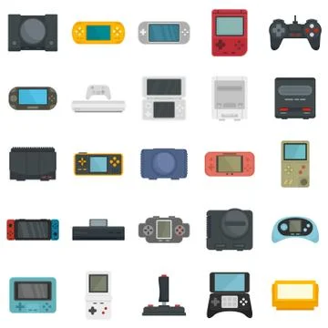 Console icons set, flat style Stock Illustration