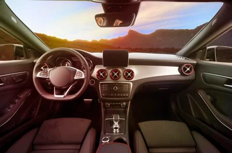 Console panel of the car and sun rays. Stock Photos