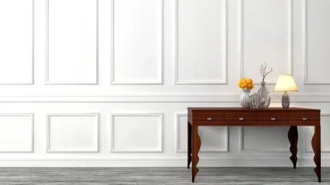 Console table in a classic living room interior. 3D illustration Stock Illustration