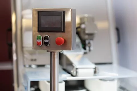 Console with touch screen industrial control panel Stock Photos