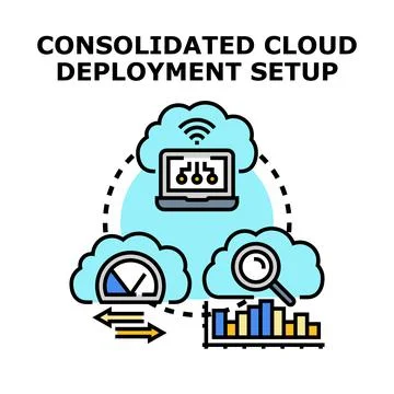 Consolidated cloud deployment setup for data management Stock Illustration