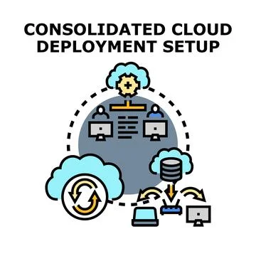 Consolidated cloud deployment setup digital service concept イラスト素材