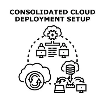 Consolidated cloud deployment setup digital service concept イラスト素材