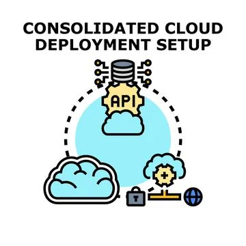 Consolidated cloud deployment setup providing digital infrastructure solution Stock Illustration