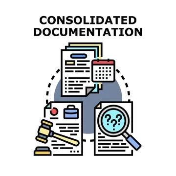 Consolidated documentation process with business and legal papers Stock Illustration