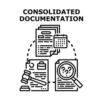 Consolidated documentation process with business and legal papers Stock Illustration