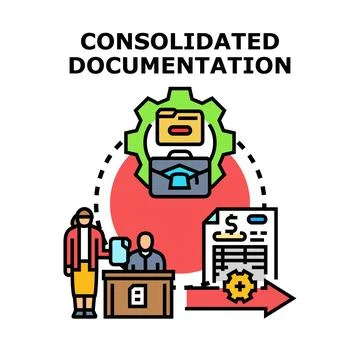 Consolidated documentation process vector concept Stock Illustration