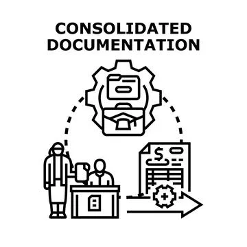 Consolidated documentation process vector concept Stock Illustration