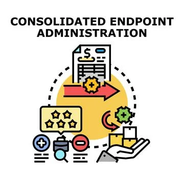 Consolidated endpoint administration process concept vector icon illustrating Stock Illustration