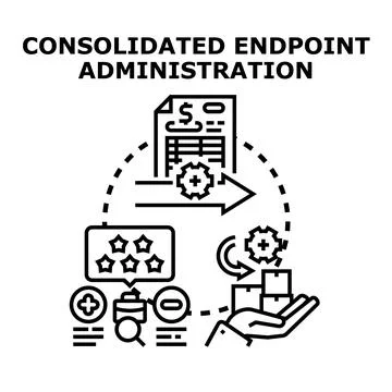 Consolidated endpoint administration process concept vector icon illustrating Stock Illustration