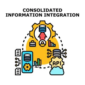 Consolidated information integration data management system concept Stock Illustration