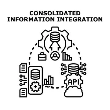 Consolidated information integration data management system concept Stockillustratie