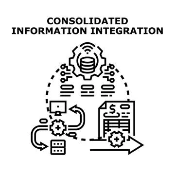 Consolidated information integration process and digital workflow Stock Illustration