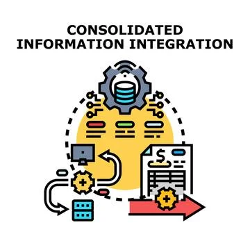 Consolidated information integration process and digital workflow Stock Illustration