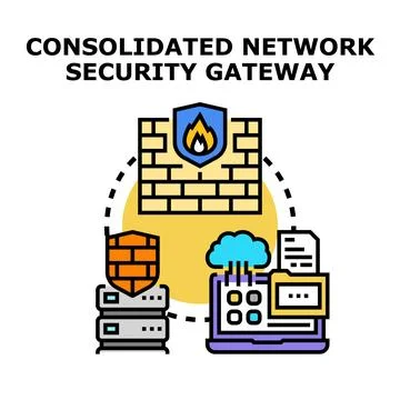 Consolidated network security gateway protecting digital information Stock Illustration