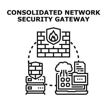 Consolidated network security gateway protecting digital information Stock Illustration