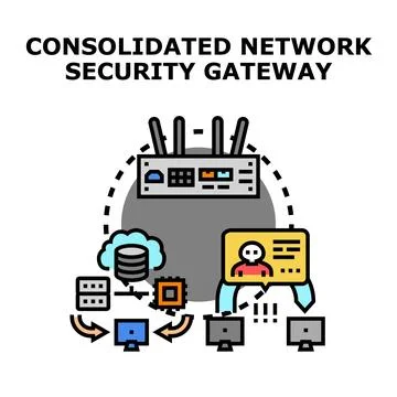 Consolidated network security gateway securing all digital data Stock Illustration