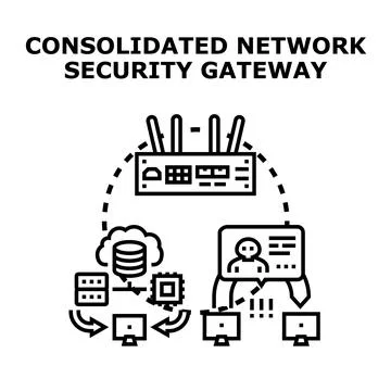 Consolidated network security gateway securing all digital data Stock Illustration