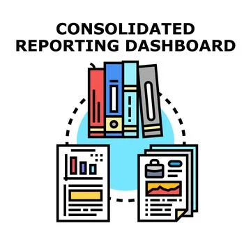 Consolidated reporting dashboard business data analysis Stock Illustration