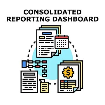 Consolidated reporting dashboard for business data management 库存插图